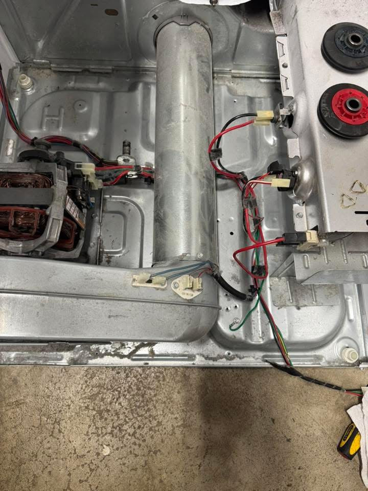 Clothes dryer repair in progress by T&B Appliance Repair in Medford Oregon